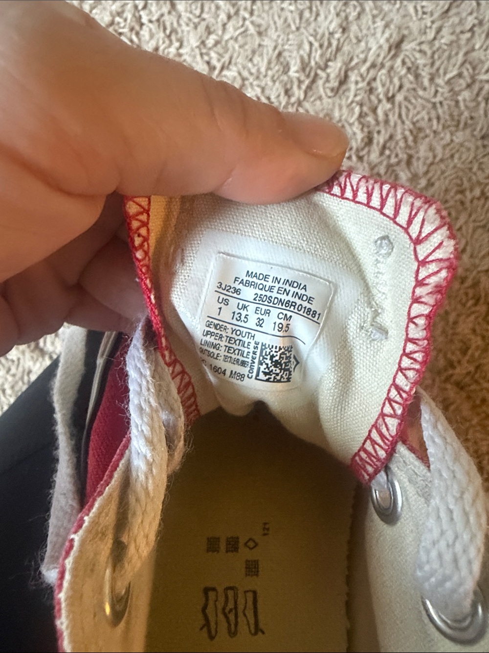 Converse Kids Red Low-Top Canvas Sneakers - Picture 2 of 6